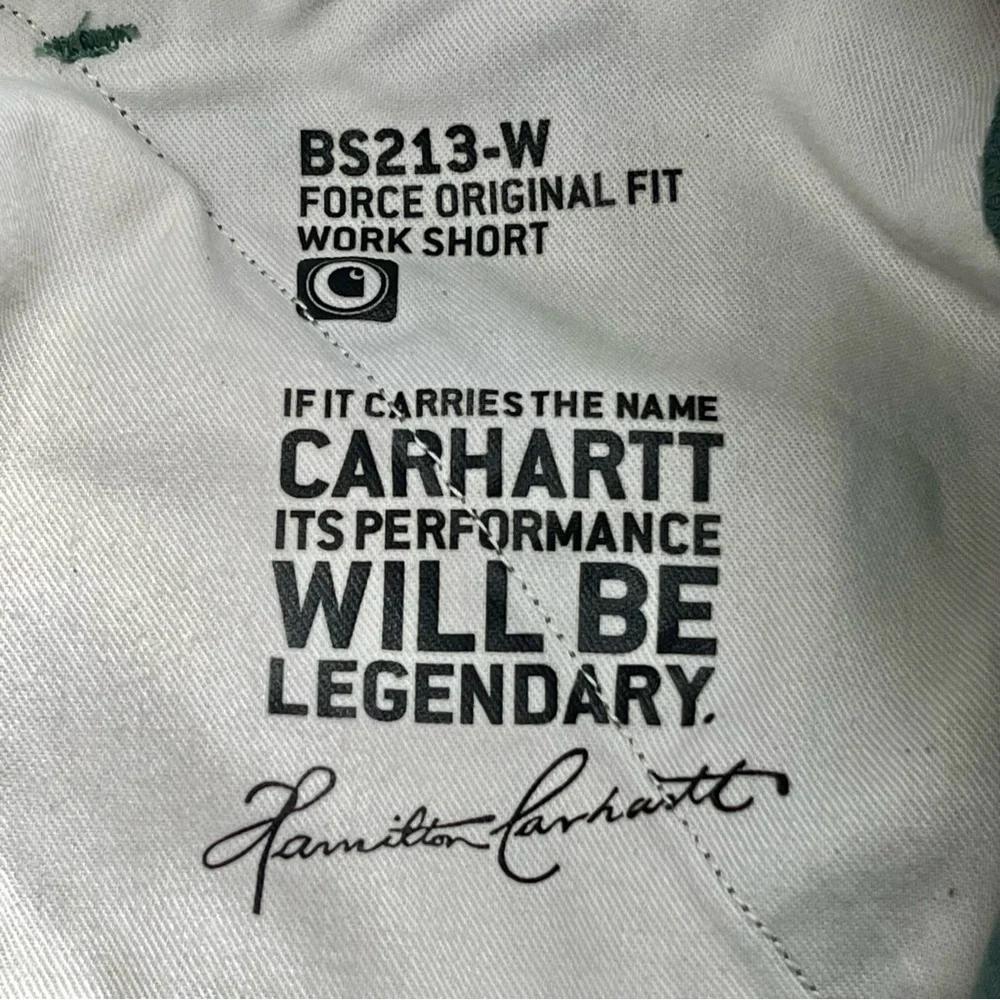 Carhartt Green Work Shorts Women 12 33x9”‎ Roll Tab BS213-W Force Rip Stop - Picture 5 of 12